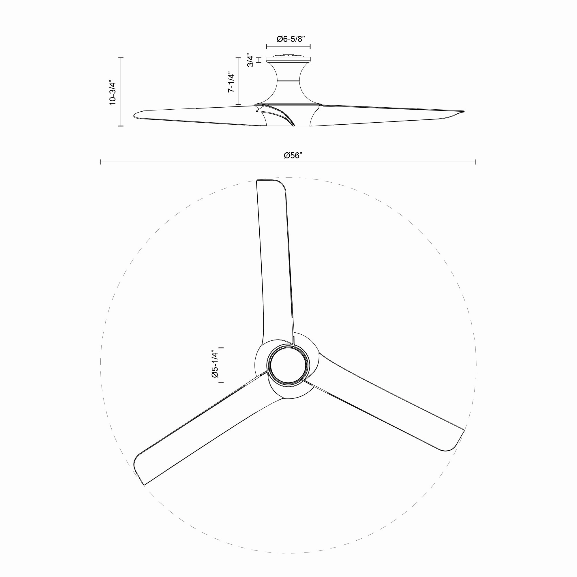 Emiko-H 56"Ceiling Fan Matte Black