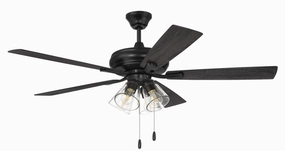 Eos Clear 4 Light 52"Ceiling Fan Flat Black oscillating medium fans with strong airflow