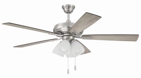 Eos Frost 4 Light 52"Ceiling Fan Brushed Polished Nickel indoor electric fans with remote control