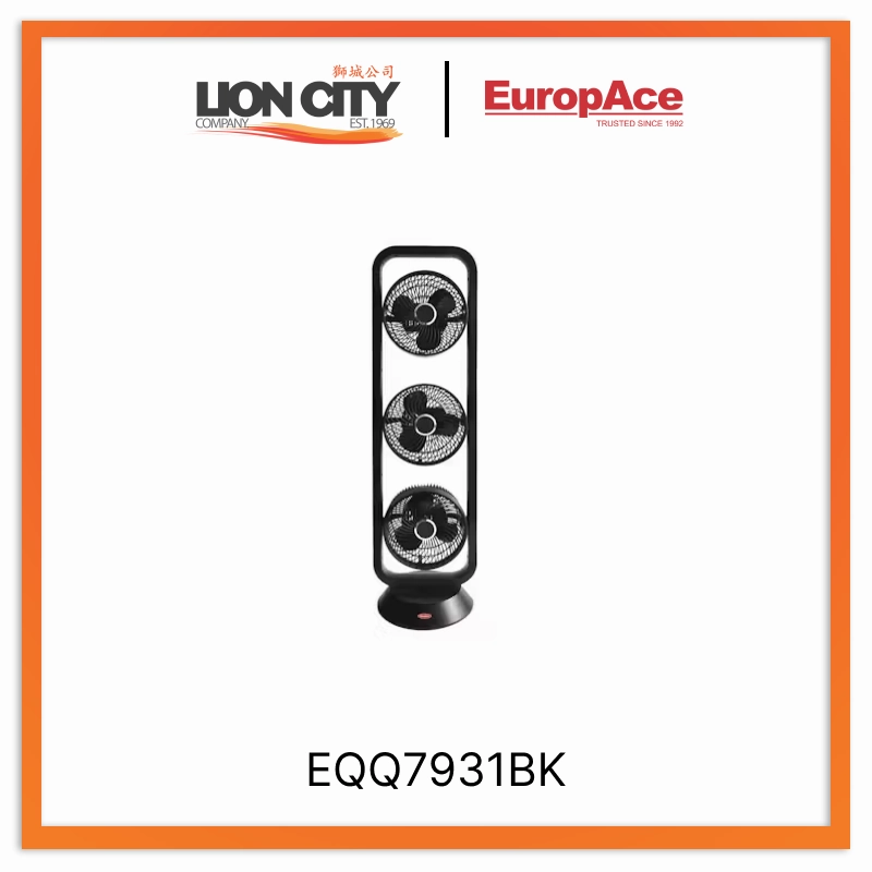 Europace EQQ7931BK 9 Trio Turbo Oscillating Fan standard all-purpose electric cooling fans