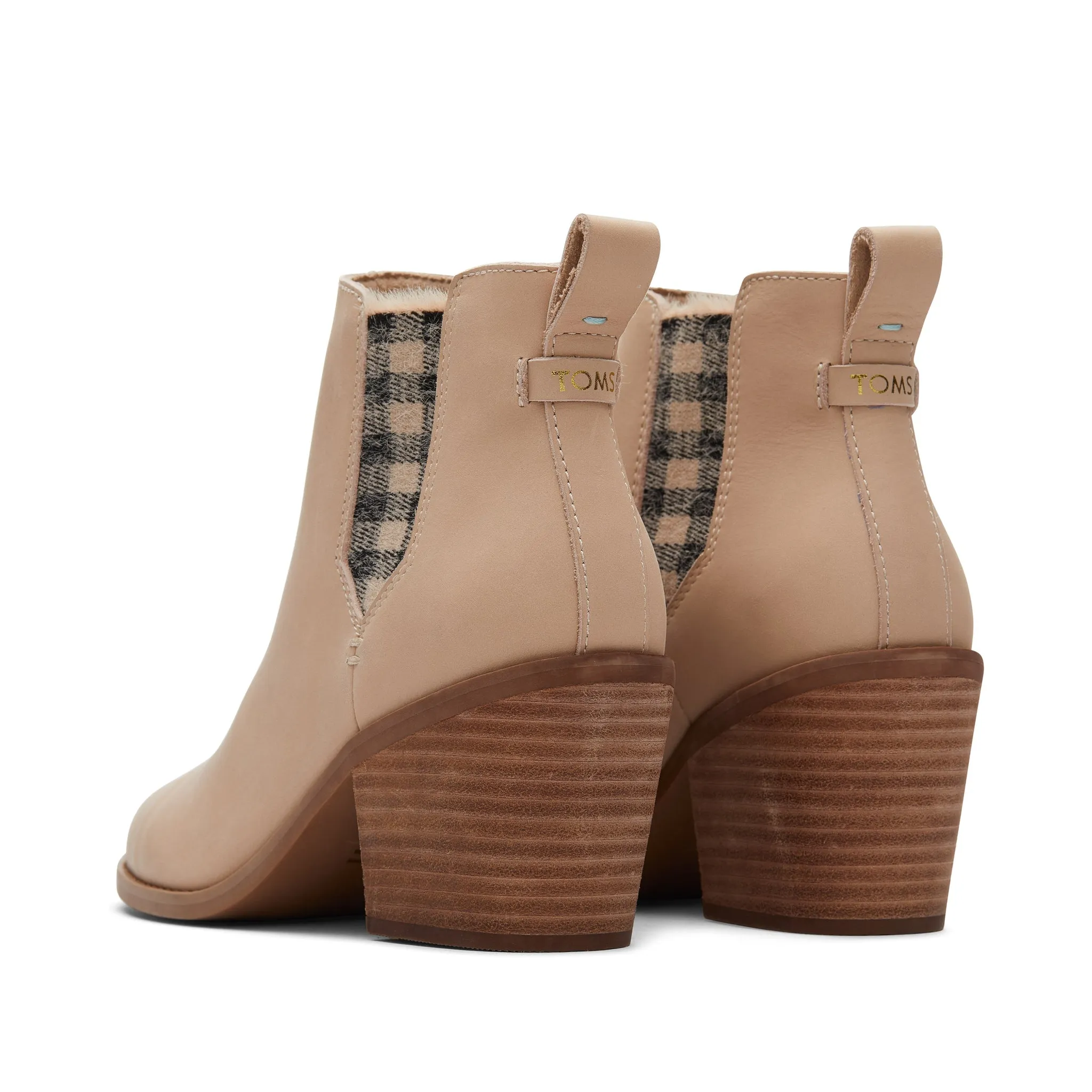 Everly Sand Leather Plaid Heeled Boot