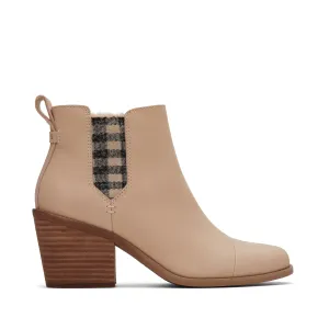 Everly Sand Leather Plaid Heeled Boot