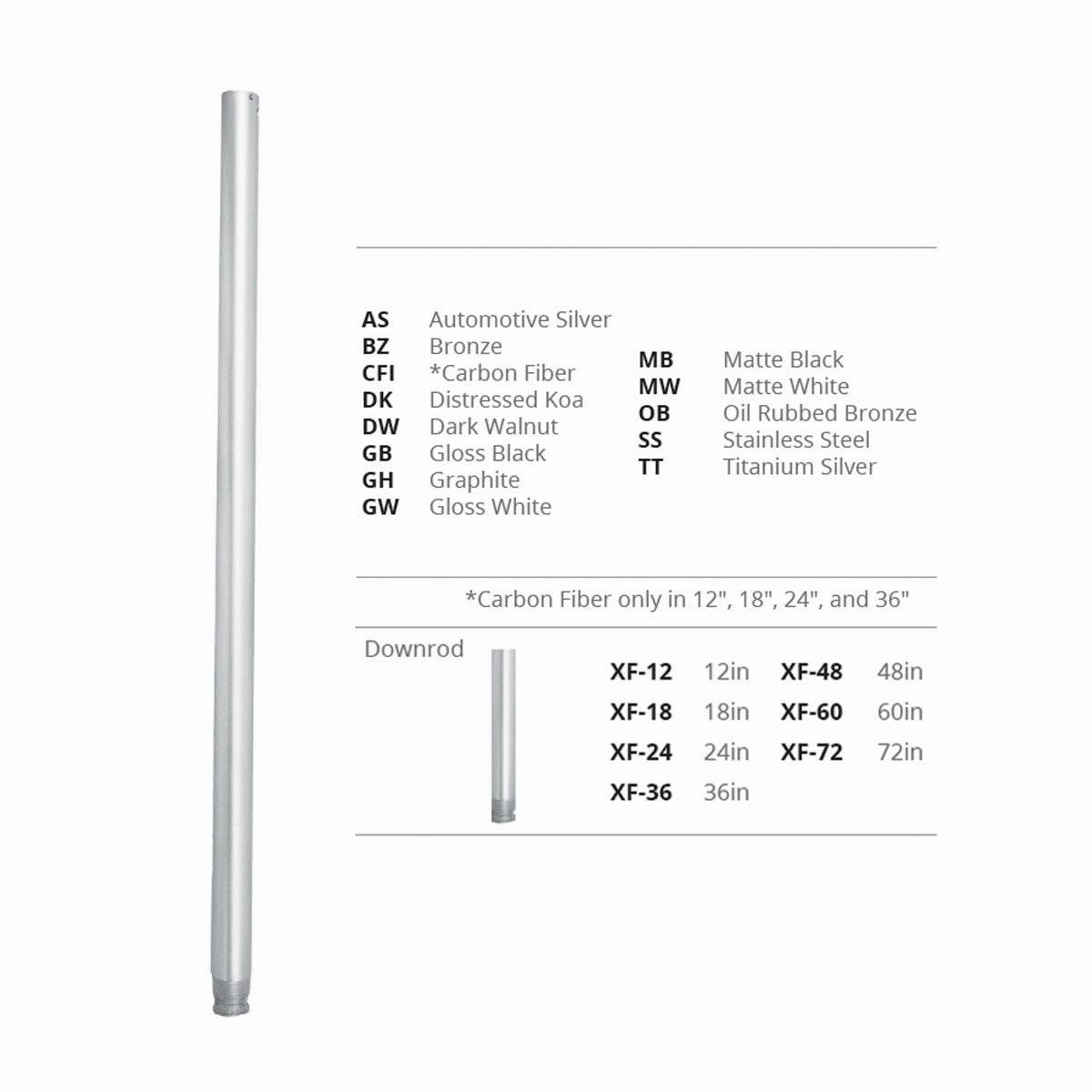 Fan Accessories Downrod Graphite whisper-quiet fans for bedrooms and offices