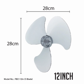 Fan Blade Replacement ABS 12"Desk Fan , Stand Fan, Wall Fan (FBC12) standing and wall fan combo for airflow control