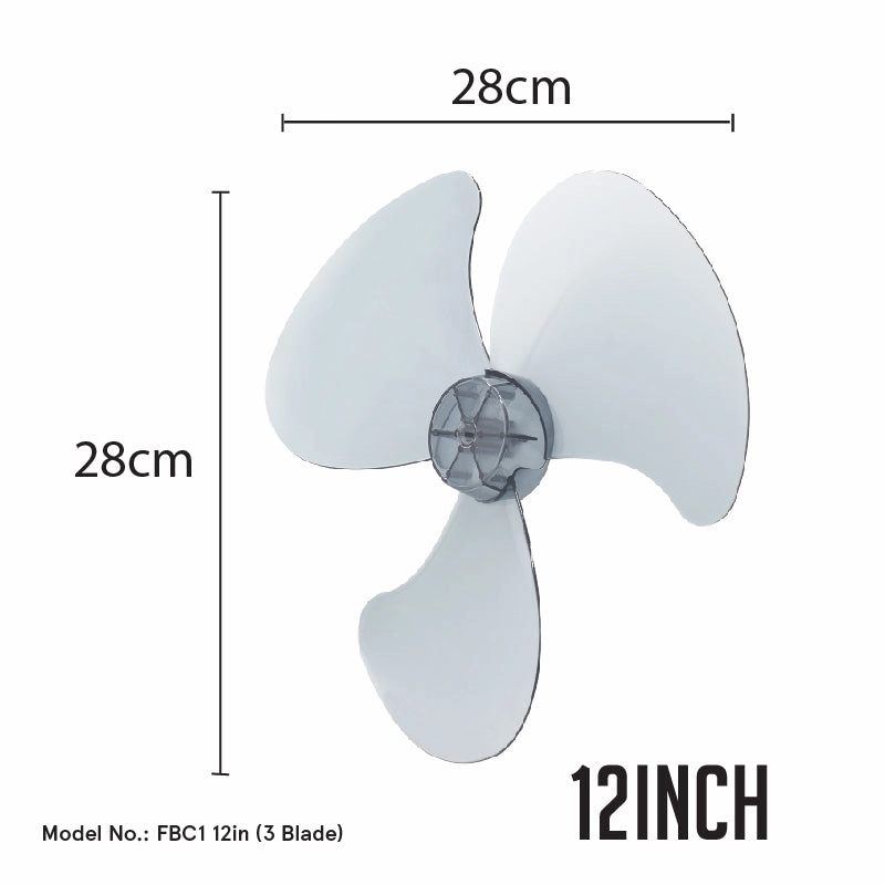 Fan Blade Replacement ABS 12"Desk Fan , Stand Fan, Wall Fan (FBC12) standing and wall fan combo for airflow control