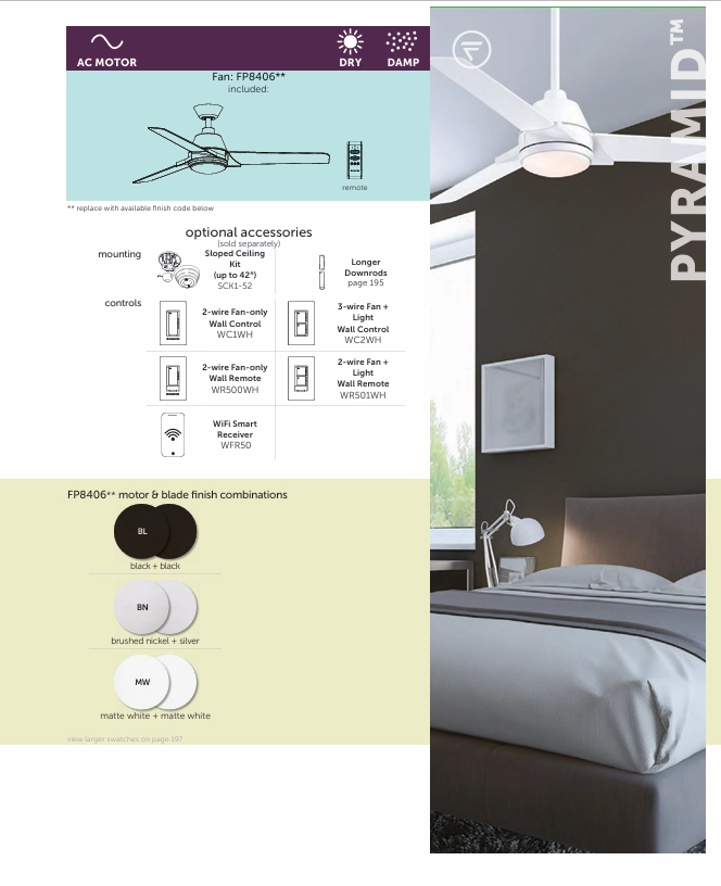 Fanimation Pyramid 52'' Indoor/Outdoor Ceiling Fan with 18W LED Light and Remote Control