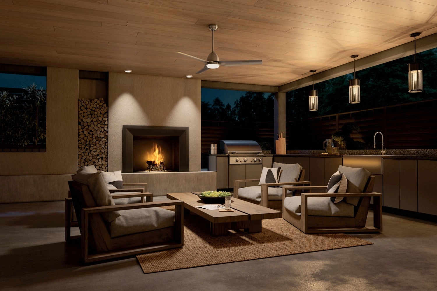 Fit 54"Ceiling Fan Painted Brushed Nickel