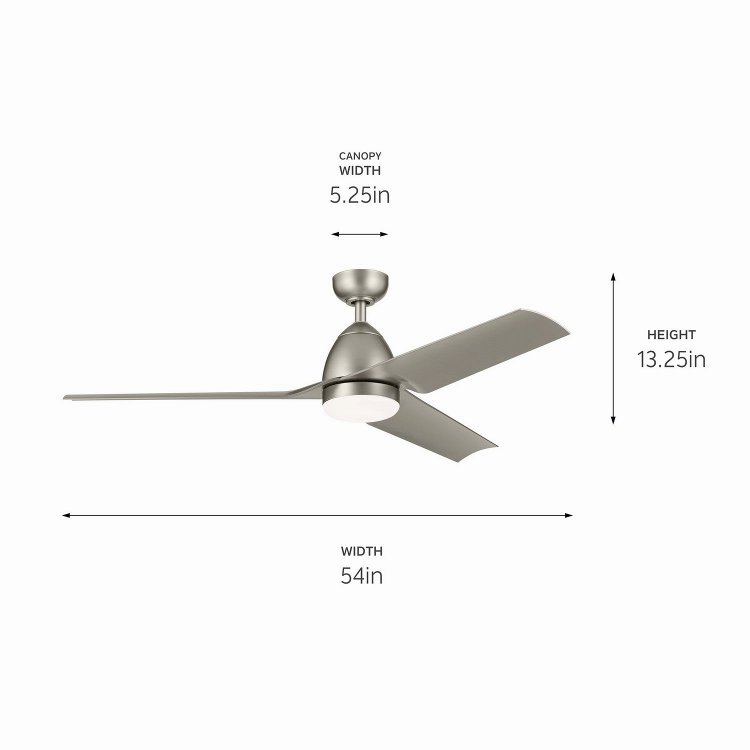 Fit 54"Ceiling Fan Painted Brushed Nickel