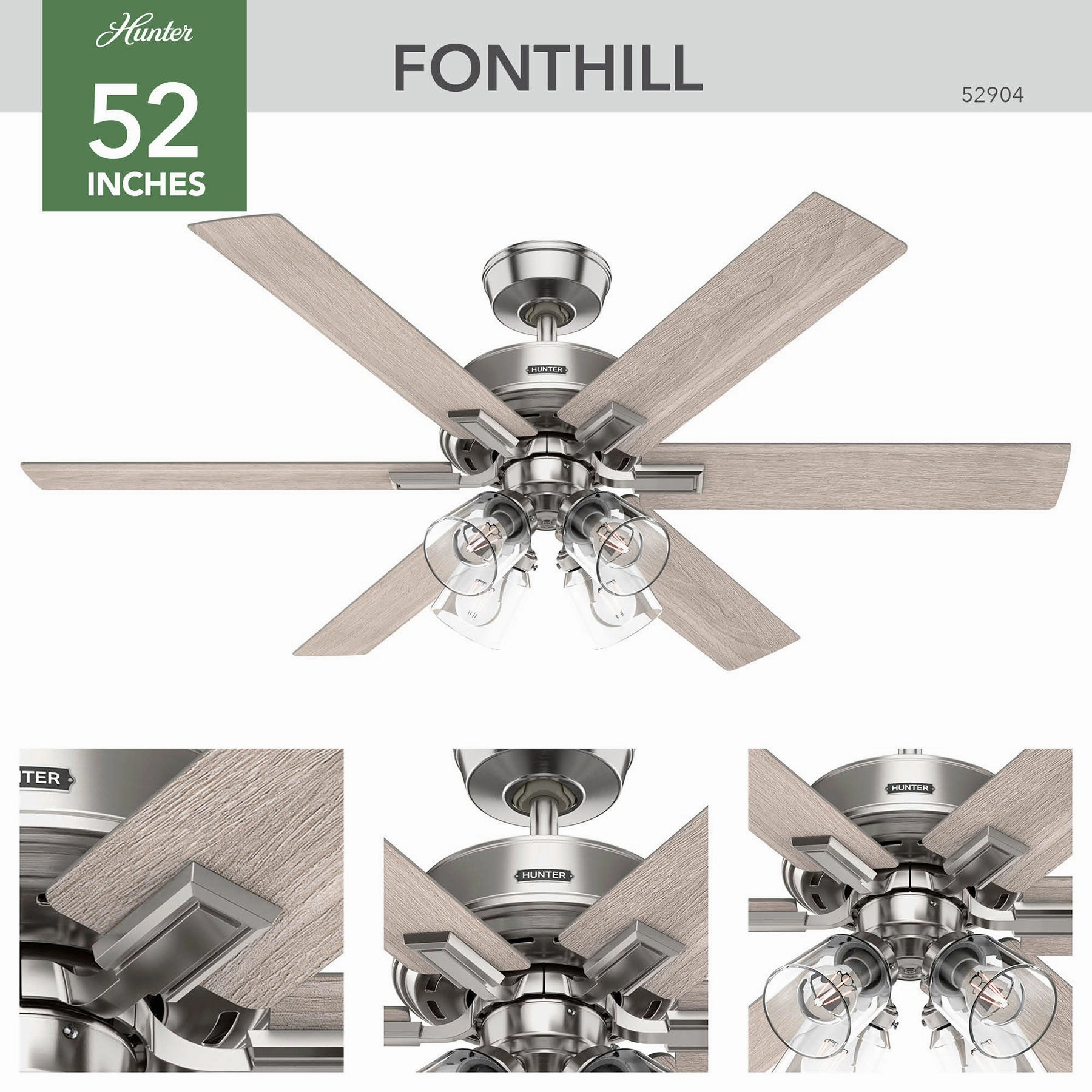 Fonthill 52"Ceiling Fan Brushed Nickel