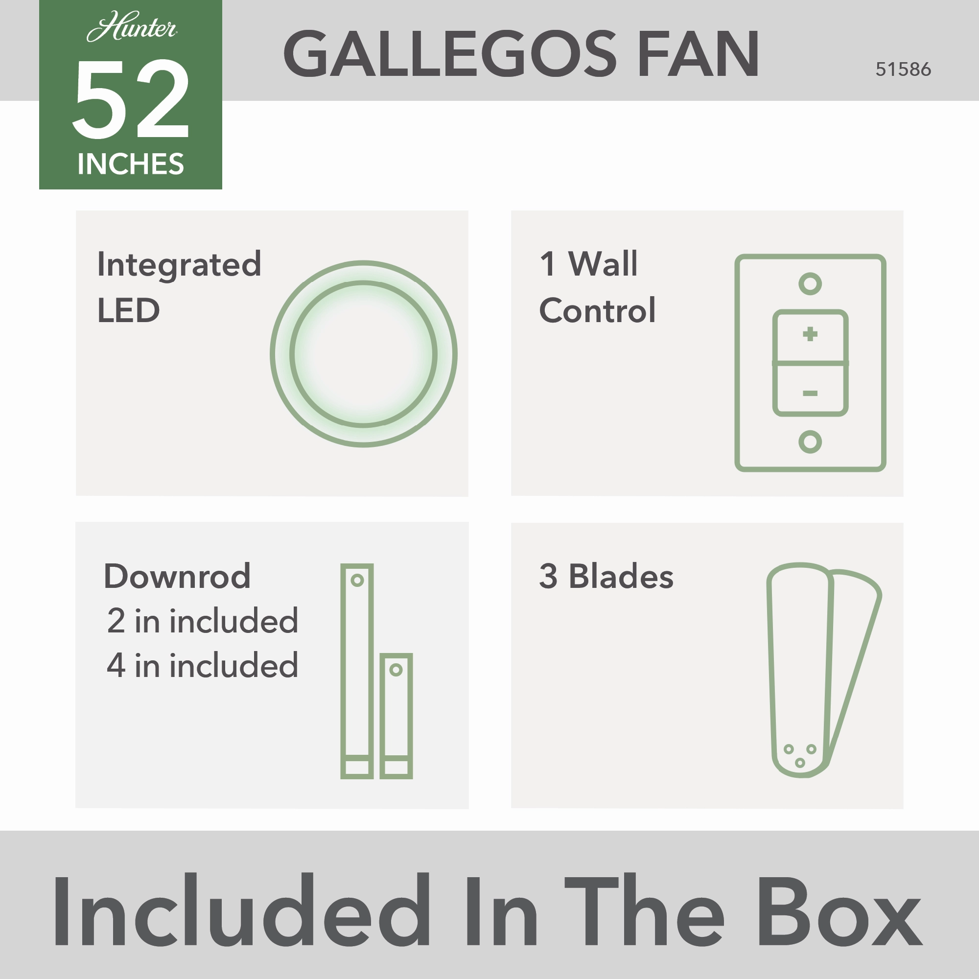 Gallegos 52"Ceiling Fan Matte Silver