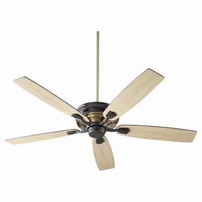 Gamble 60"Ceiling Fan Textured Black w/ Aged Brass quiet electric fans for home use