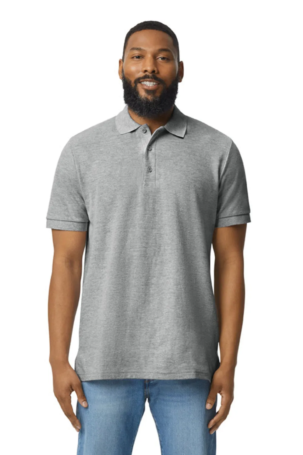 Gildan Mens Double Pique Short Sleeve Polo Shirt - Sport Grey  Affordable Clothing Gildan