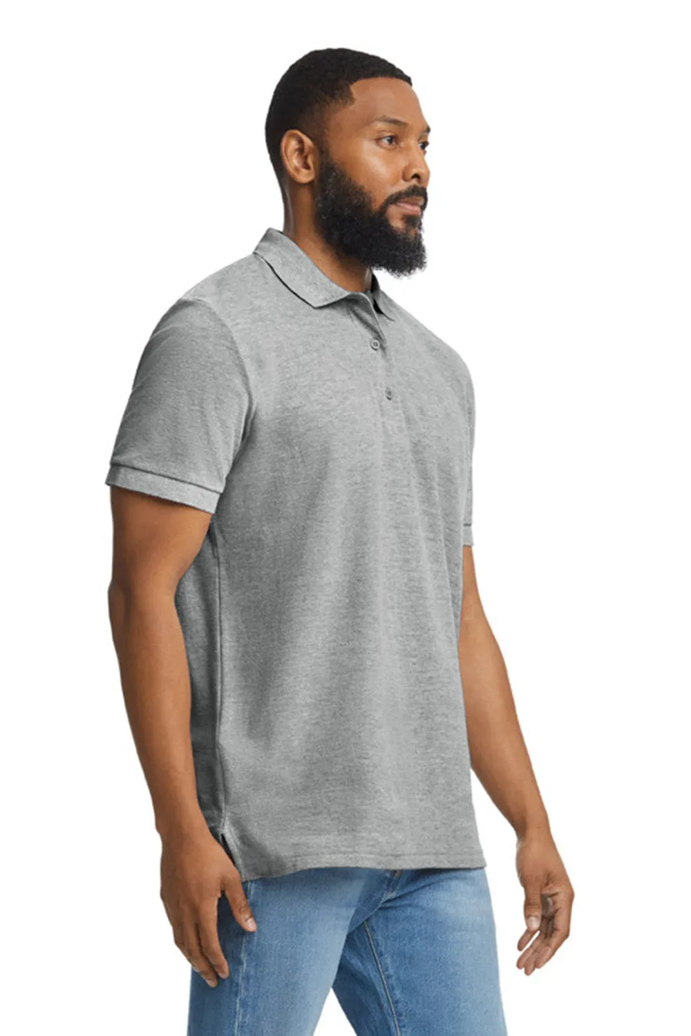 Gildan Mens Double Pique Short Sleeve Polo Shirt - Sport Grey  Affordable Clothing Gildan