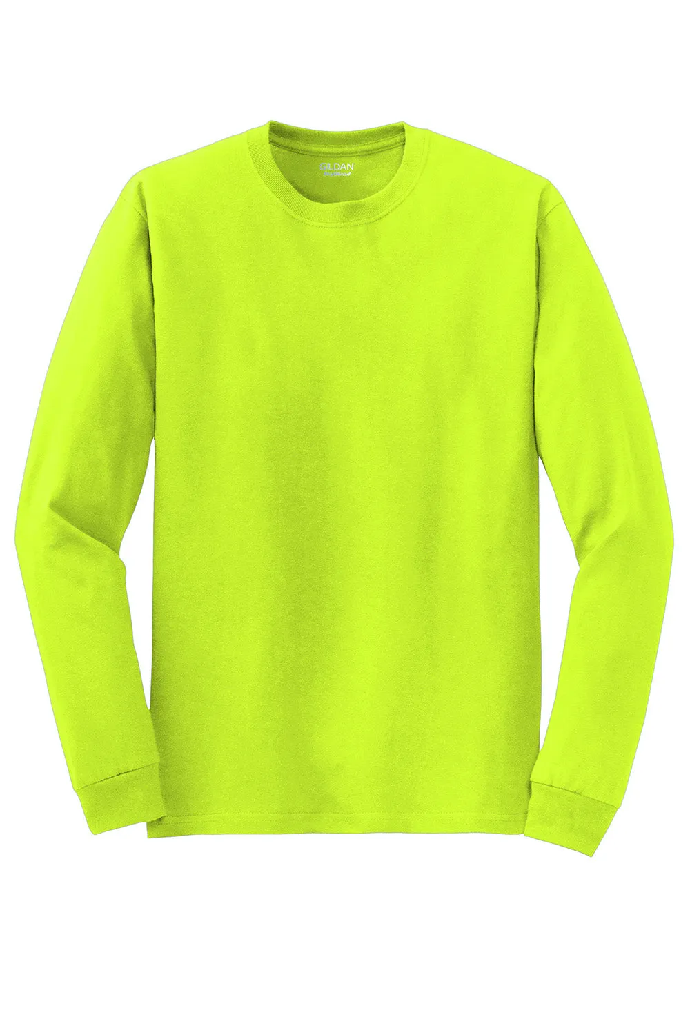 Gildan Mens DryBlend Moisture Wicking Long Sleeve Crewneck T-Shirt - Safety Green  Affordable Clothing Gildan