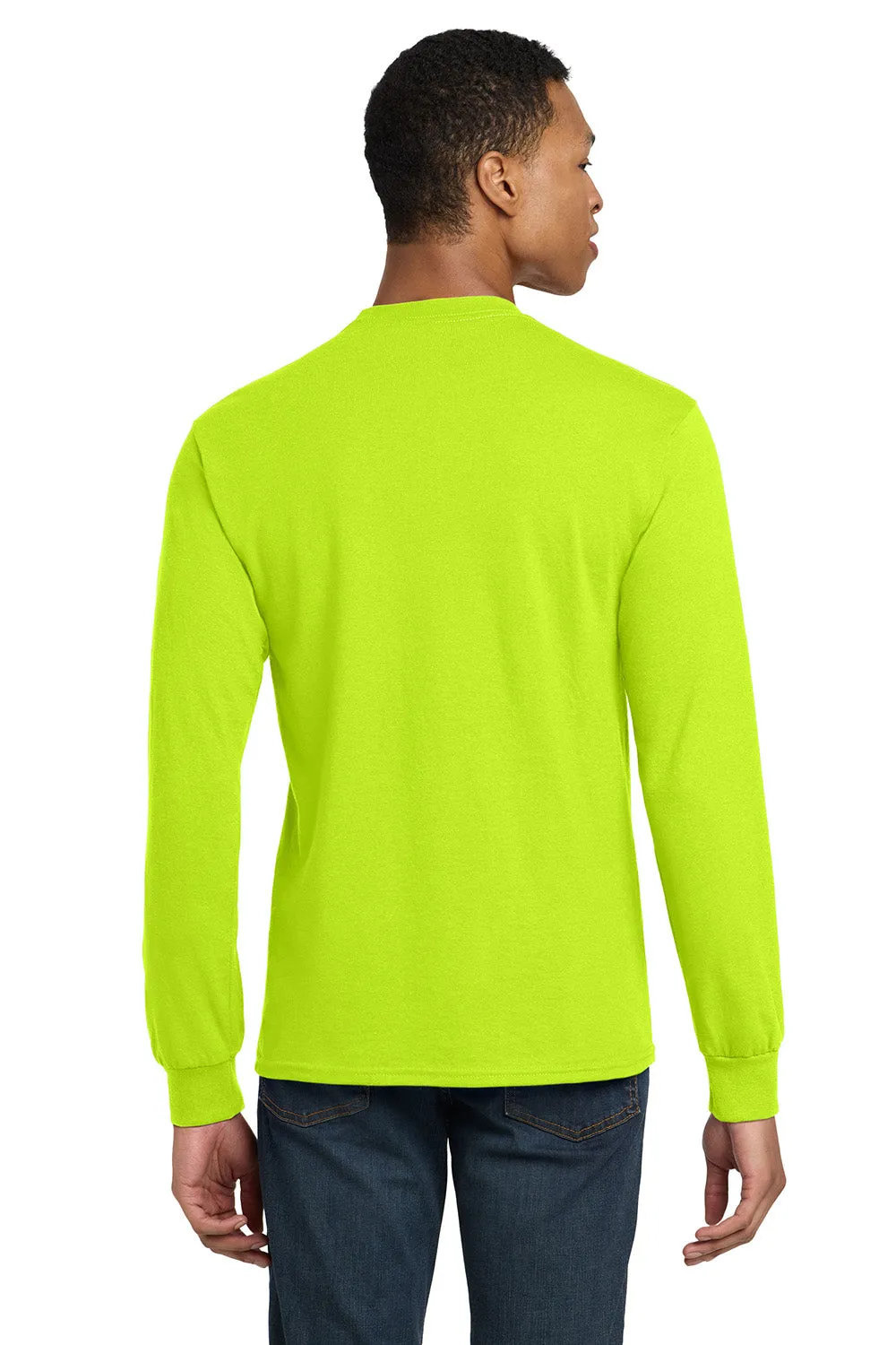 Gildan Mens DryBlend Moisture Wicking Long Sleeve Crewneck T-Shirt - Safety Green  Affordable Clothing Gildan