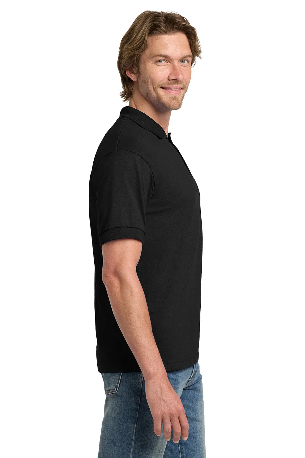 Gildan Mens DryBlend Moisture Wicking Short Sleeve Polo Shirt - Black  Affordable Clothing Gildan