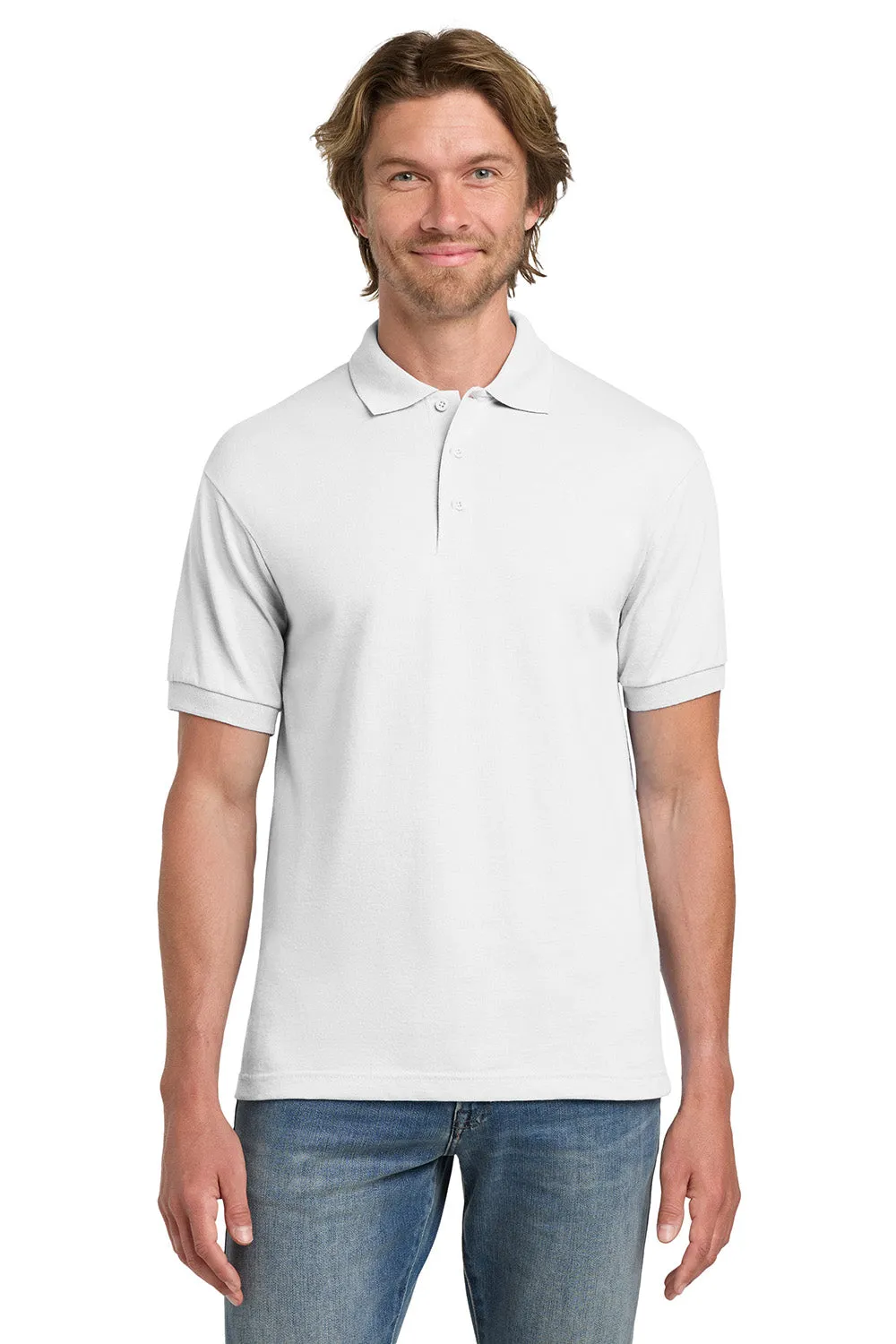 Gildan Mens DryBlend Moisture Wicking Short Sleeve Polo Shirt - White  Affordable Clothing Gildan