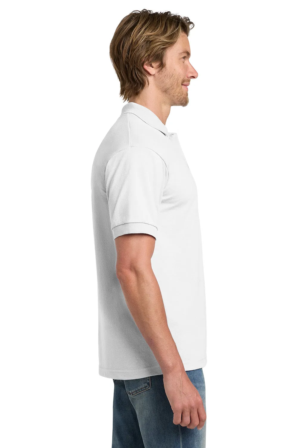 Gildan Mens DryBlend Moisture Wicking Short Sleeve Polo Shirt - White  Affordable Clothing Gildan