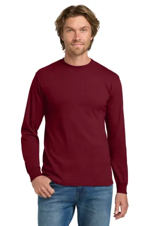 Gildan Mens Long Sleeve Crewneck T-Shirt - Cardinal Red  Affordable Clothing Gildan