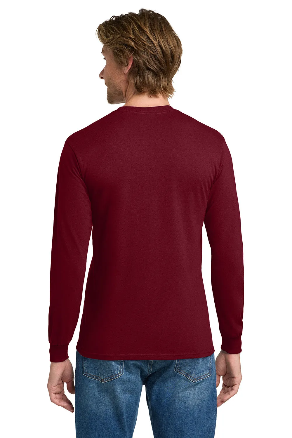 Gildan Mens Long Sleeve Crewneck T-Shirt - Cardinal Red  Affordable Clothing Gildan