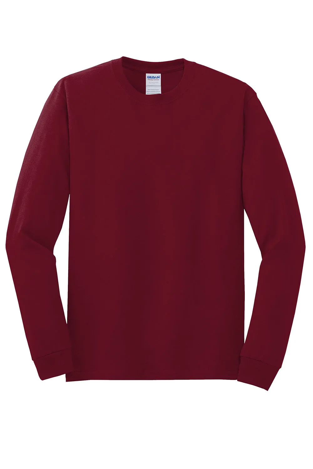 Gildan Mens Long Sleeve Crewneck T-Shirt - Cardinal Red  Affordable Clothing Gildan