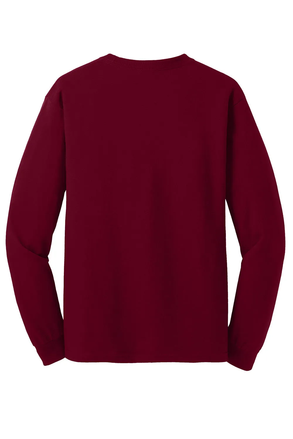 Gildan Mens Long Sleeve Crewneck T-Shirt - Garnet Red  Affordable Clothing Gildan