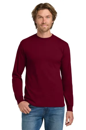 Gildan Mens Long Sleeve Crewneck T-Shirt - Garnet Red  Affordable Clothing Gildan