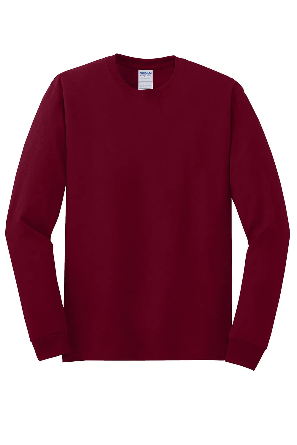 Gildan Mens Long Sleeve Crewneck T-Shirt - Garnet Red  Affordable Clothing Gildan