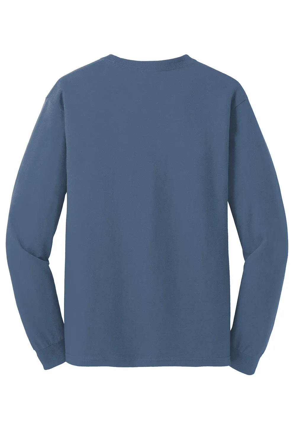 Gildan Mens Long Sleeve Crewneck T-Shirt - Indigo Blue  Affordable Clothing Gildan