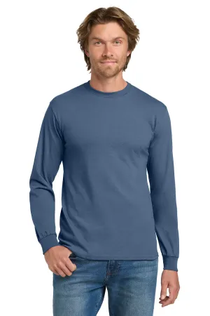Gildan Mens Long Sleeve Crewneck T-Shirt - Indigo Blue  Affordable Clothing Gildan