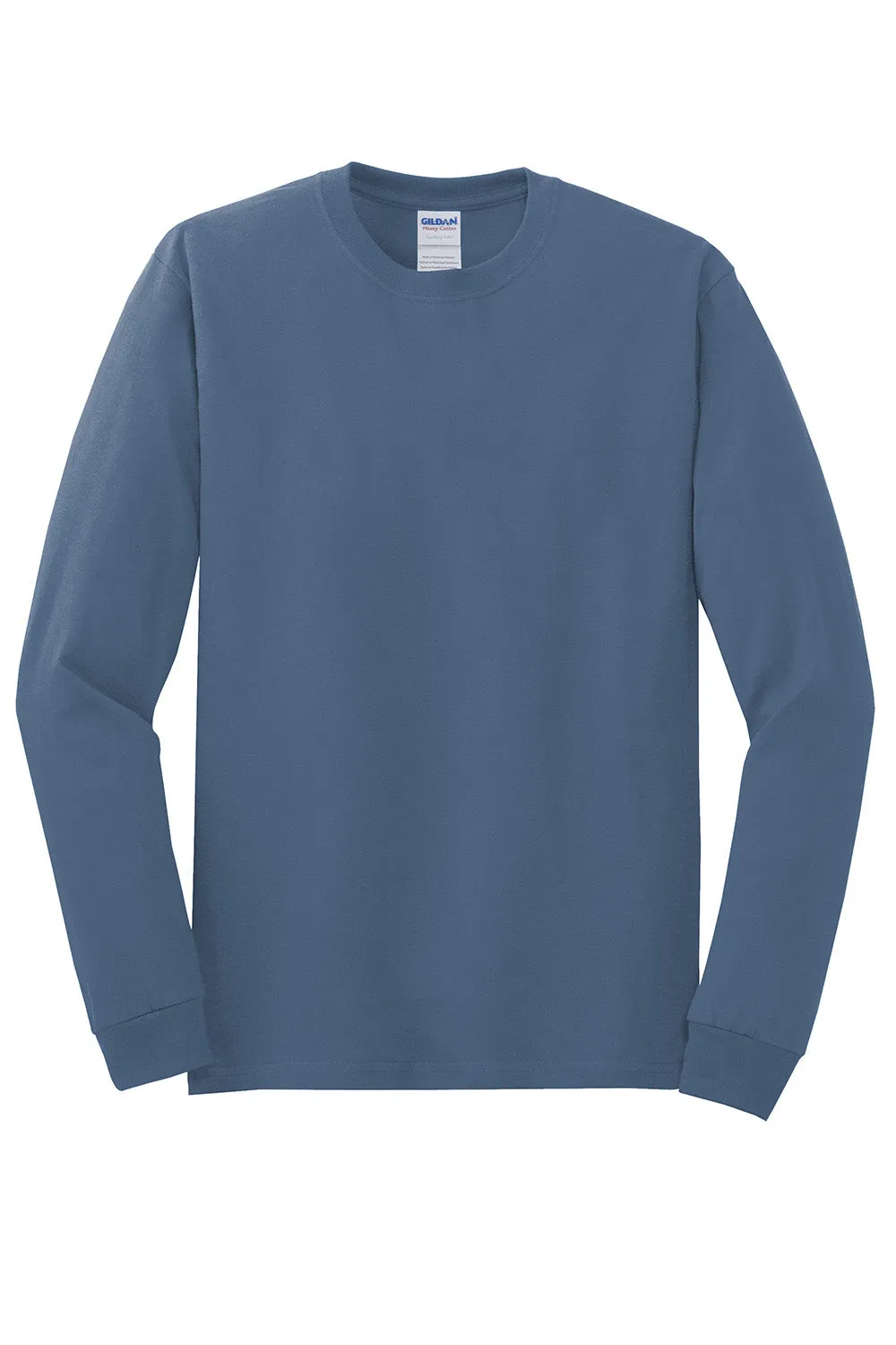 Gildan Mens Long Sleeve Crewneck T-Shirt - Indigo Blue  Affordable Clothing Gildan