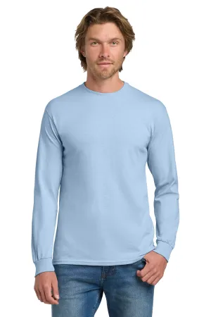 Gildan Mens Long Sleeve Crewneck T-Shirt - Light Blue  Affordable Clothing Gildan