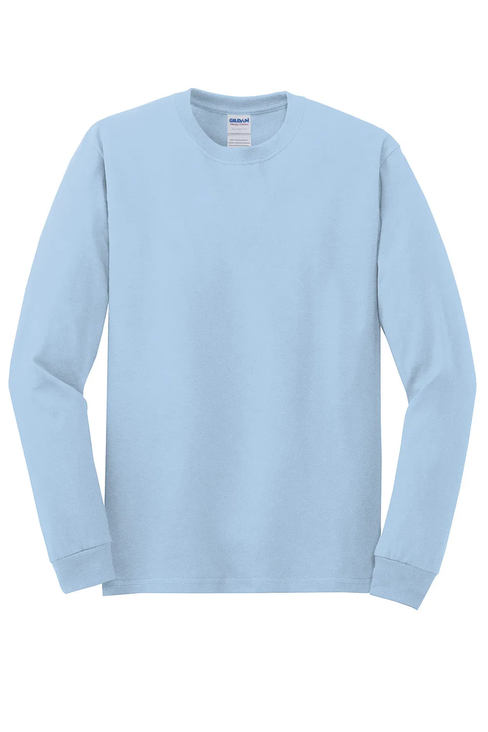 Gildan Mens Long Sleeve Crewneck T-Shirt - Light Blue  Affordable Clothing Gildan