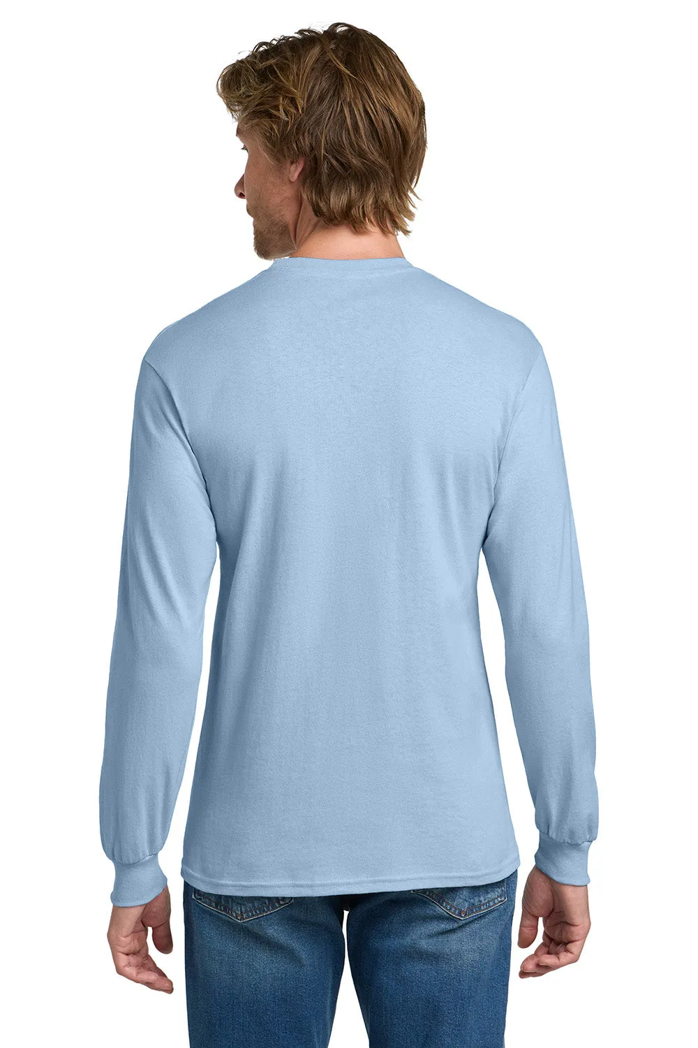 Gildan Mens Long Sleeve Crewneck T-Shirt - Light Blue  Affordable Clothing Gildan