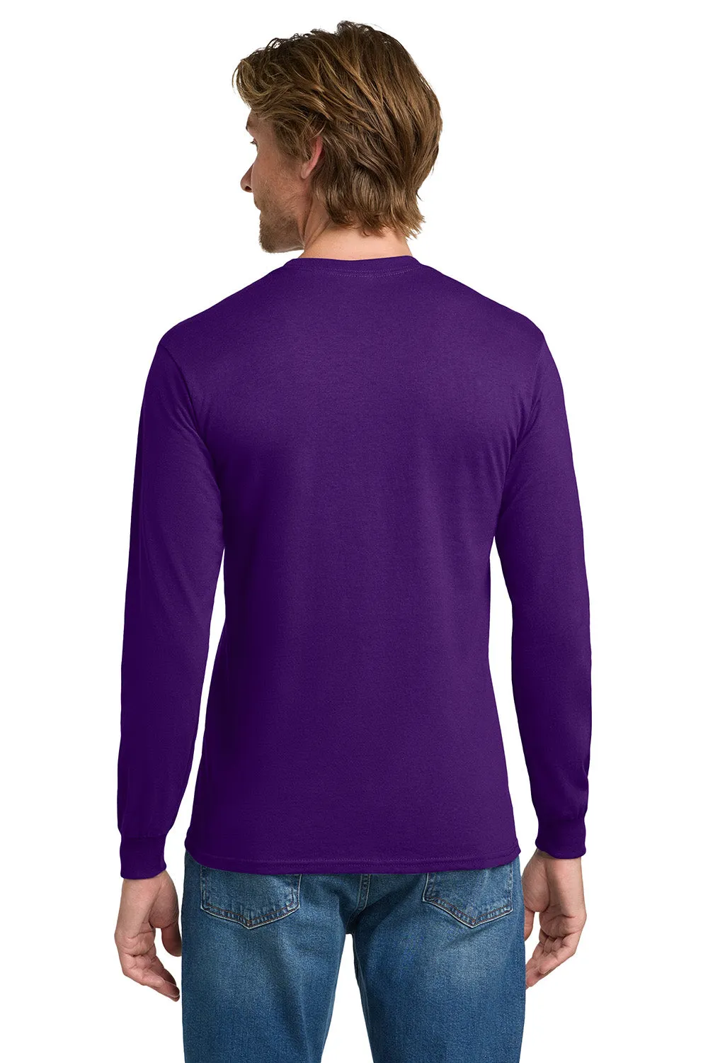 Gildan Mens Long Sleeve Crewneck T-Shirt - Purple  Affordable Clothing Gildan