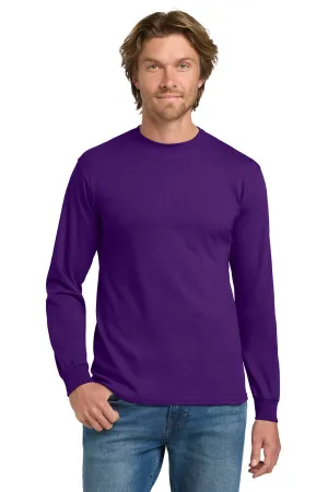 Gildan Mens Long Sleeve Crewneck T-Shirt - Purple  Affordable Clothing Gildan