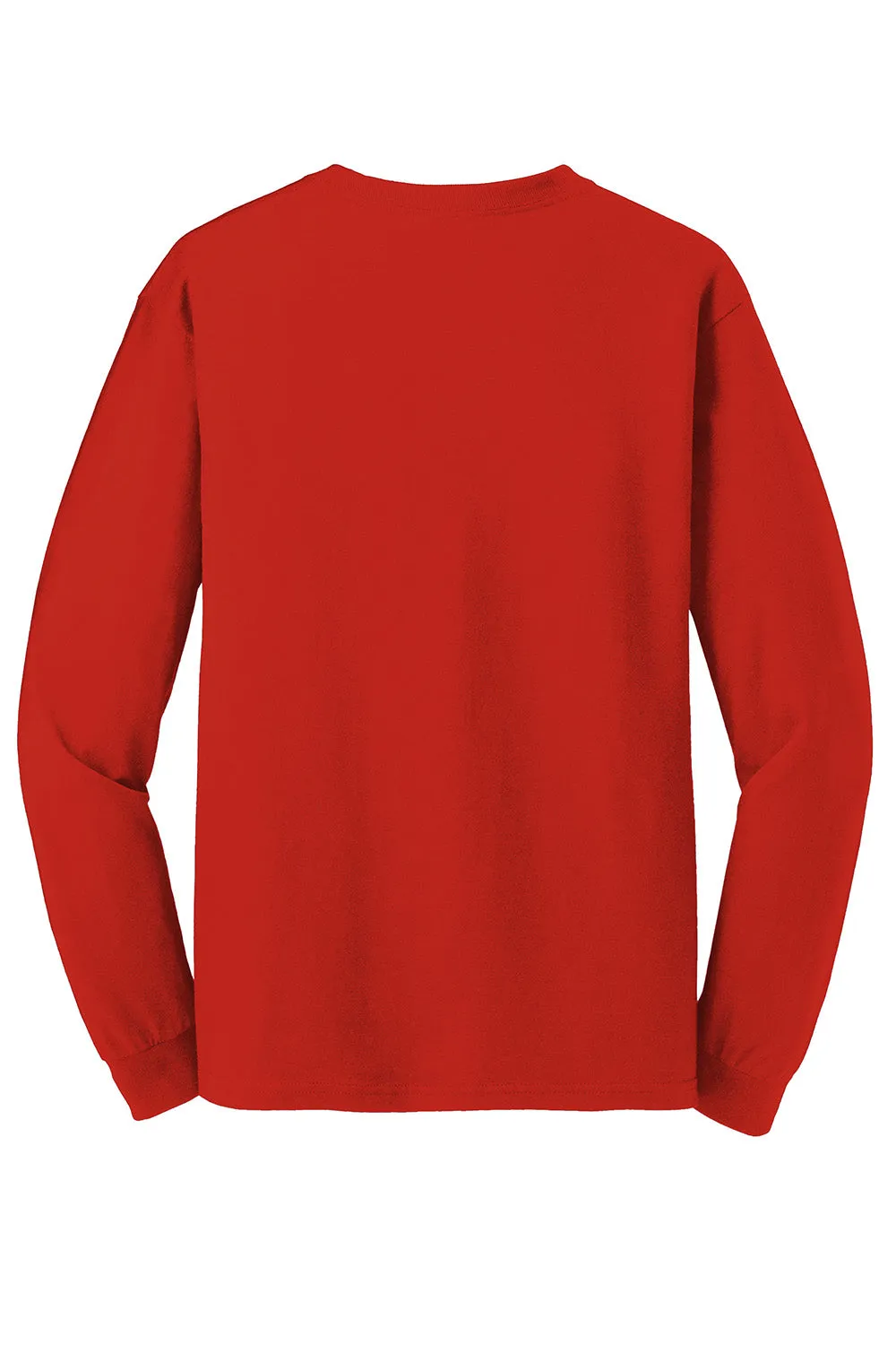 Gildan Mens Long Sleeve Crewneck T-Shirt - Red  Affordable Clothing Gildan