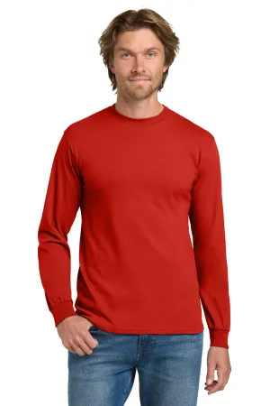 Gildan Mens Long Sleeve Crewneck T-Shirt - Red  Affordable Clothing Gildan