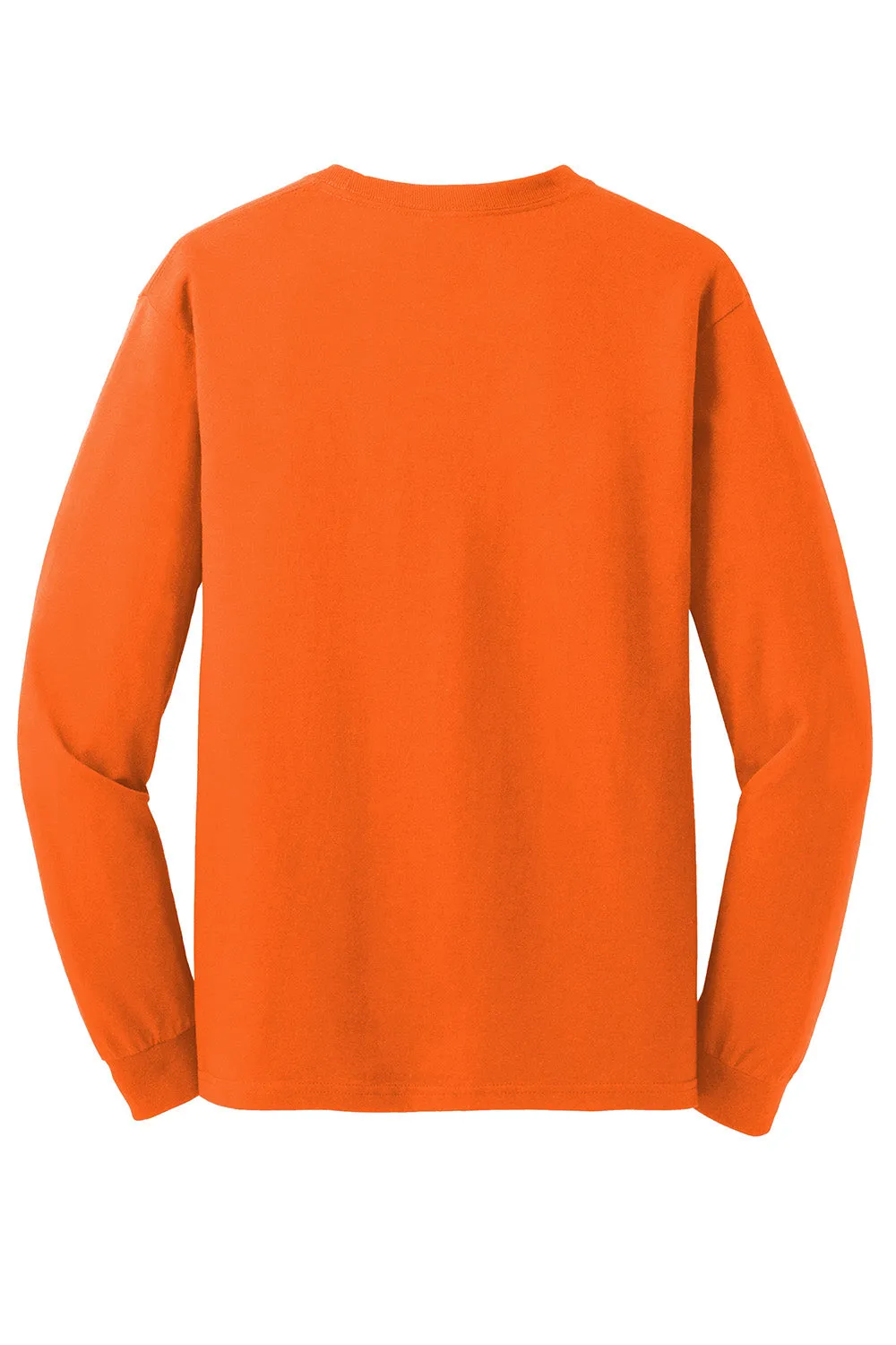 Gildan Mens Long Sleeve Crewneck T-Shirt - Safety Orange  Affordable Clothing Gildan