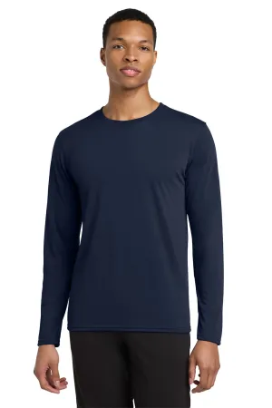 Gildan Mens Performance Jersey Moisture Wicking Long Sleeve Crewneck T-Shirt - Navy Blue  Affordable Clothing Gildan
