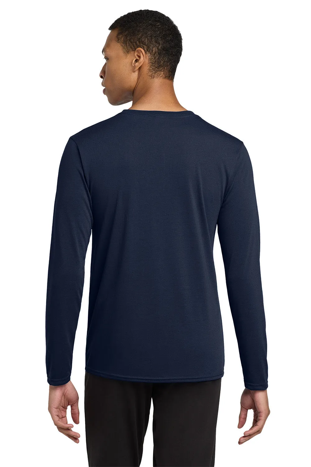 Gildan Mens Performance Jersey Moisture Wicking Long Sleeve Crewneck T-Shirt - Navy Blue  Affordable Clothing Gildan
