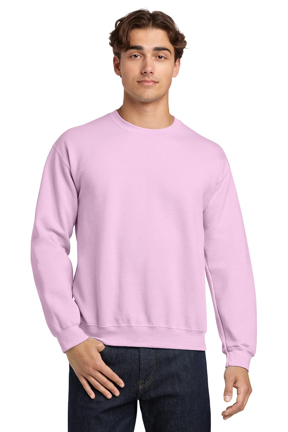 Gildan Mens Pill Resistant Fleece Crewneck Sweatshirt - Light Pink  Affordable Clothing Gildan