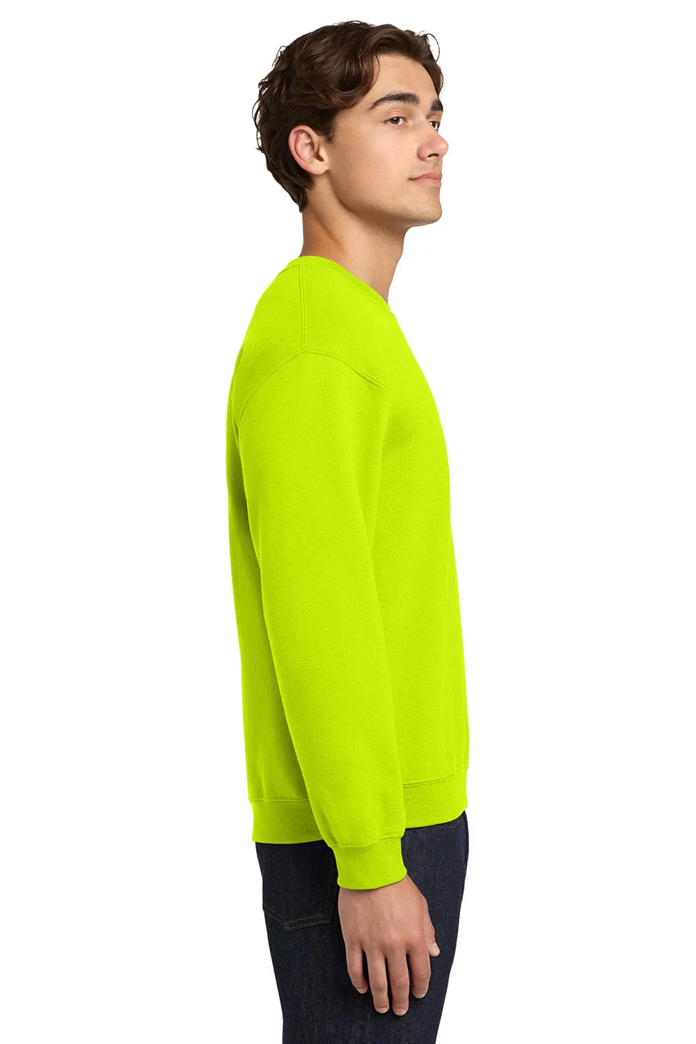 Gildan Mens Pill Resistant Fleece Crewneck Sweatshirt - Safety Green  Affordable Clothing Gildan