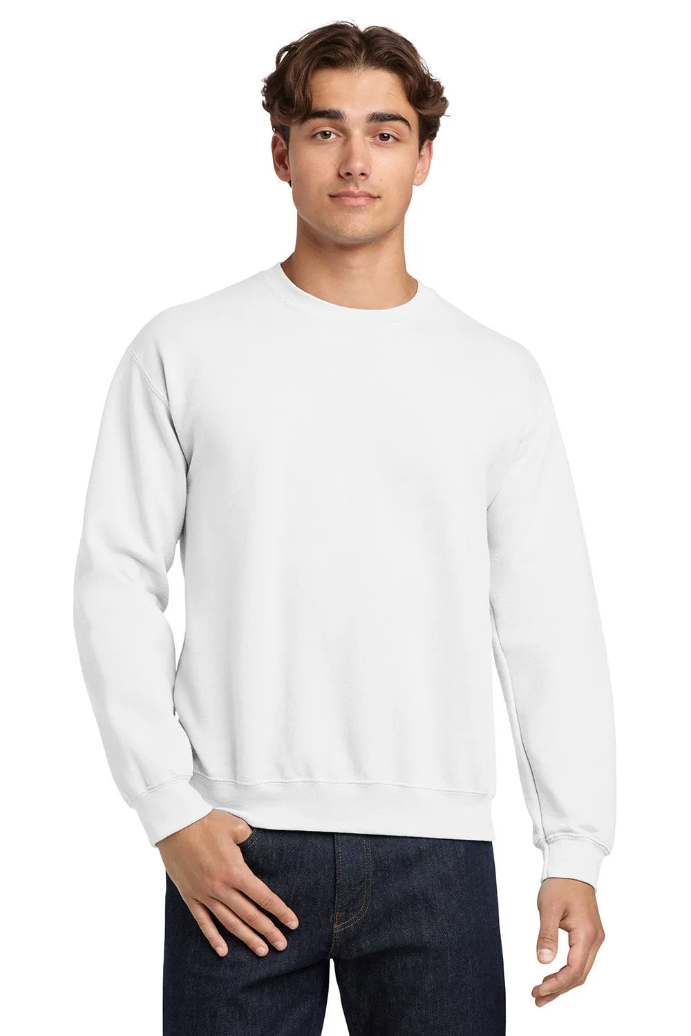 Gildan Mens Pill Resistant Fleece Crewneck Sweatshirt - White  Affordable Clothing Gildan