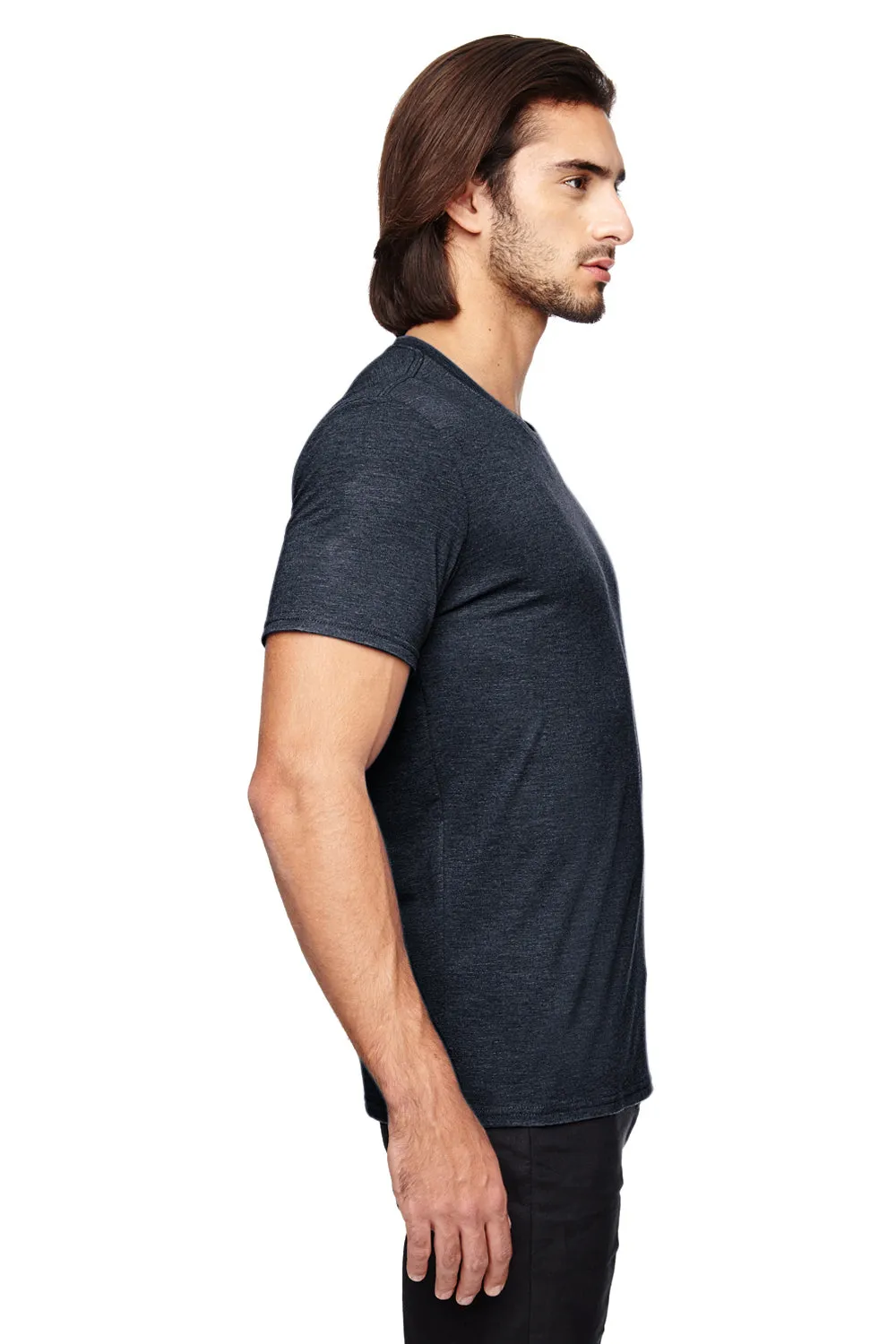 Gildan Mens Short Sleeve Crewneck T-Shirt - Heather Navy Blue  Affordable Clothing Gildan