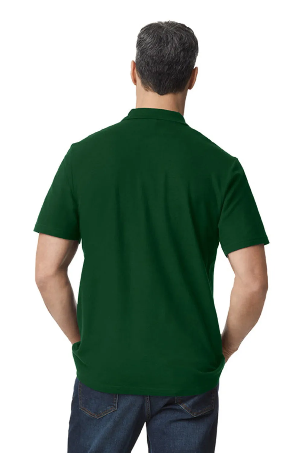 Gildan Mens SoftStyle Double Pique Short Sleeve Polo Shirt - Forest Green  Affordable Clothing Gildan