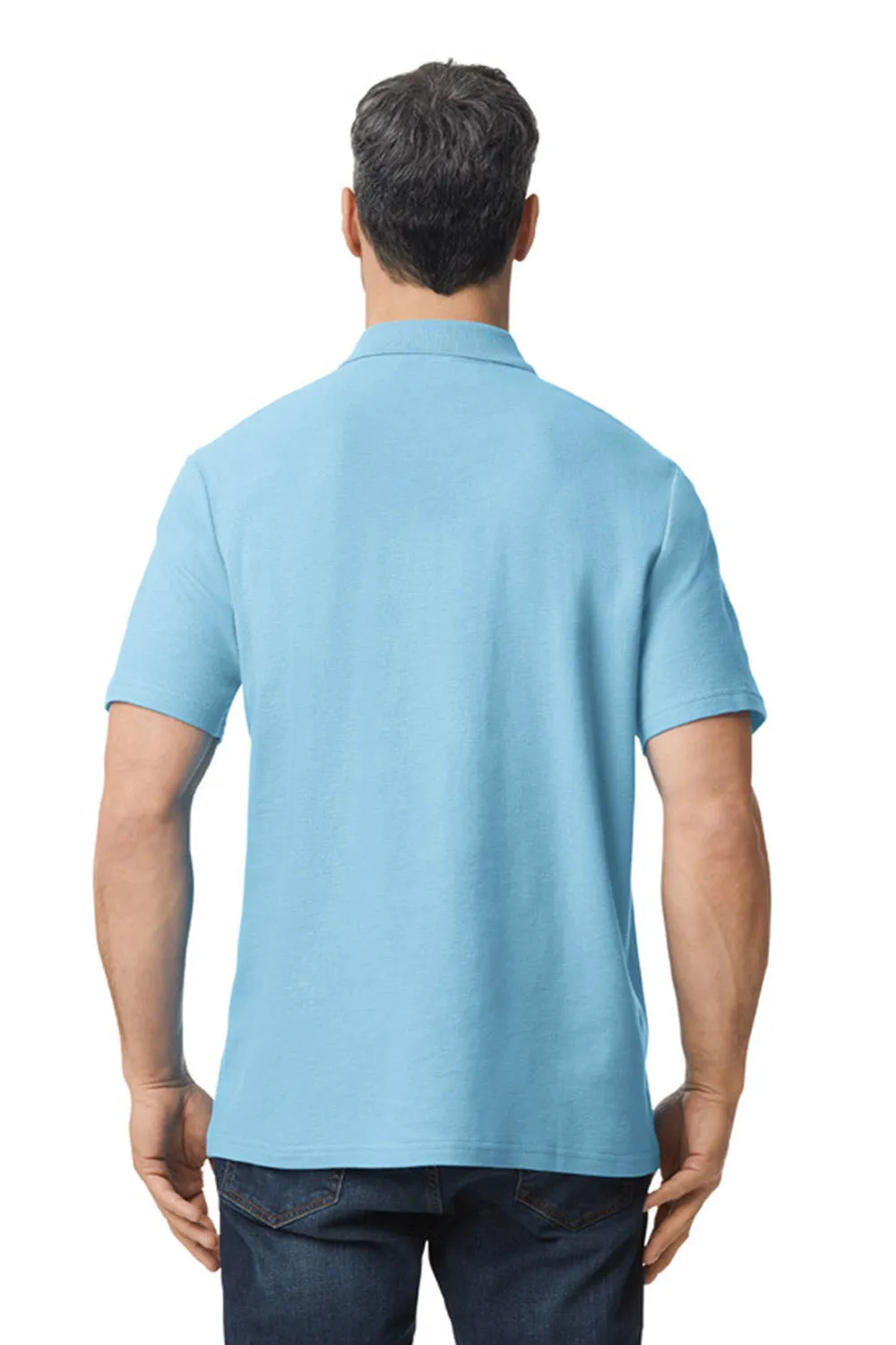Gildan Mens SoftStyle Double Pique Short Sleeve Polo Shirt - Light Blue  Affordable Clothing Gildan