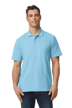 Gildan Mens SoftStyle Double Pique Short Sleeve Polo Shirt - Light Blue  Affordable Clothing Gildan