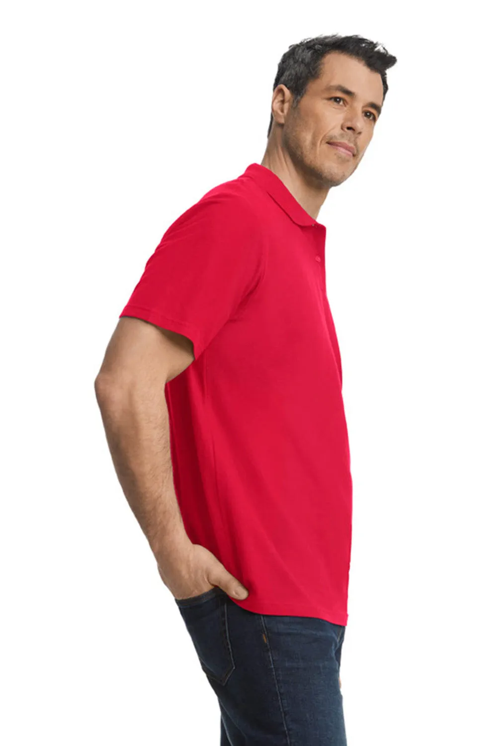Gildan Mens SoftStyle Double Pique Short Sleeve Polo Shirt - Red  Affordable Clothing Gildan