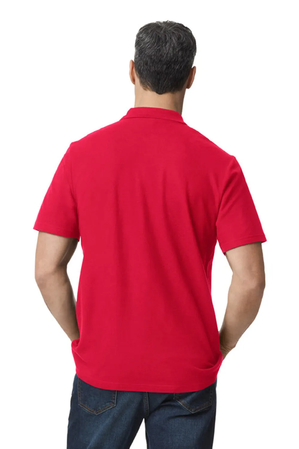 Gildan Mens SoftStyle Double Pique Short Sleeve Polo Shirt - Red  Affordable Clothing Gildan